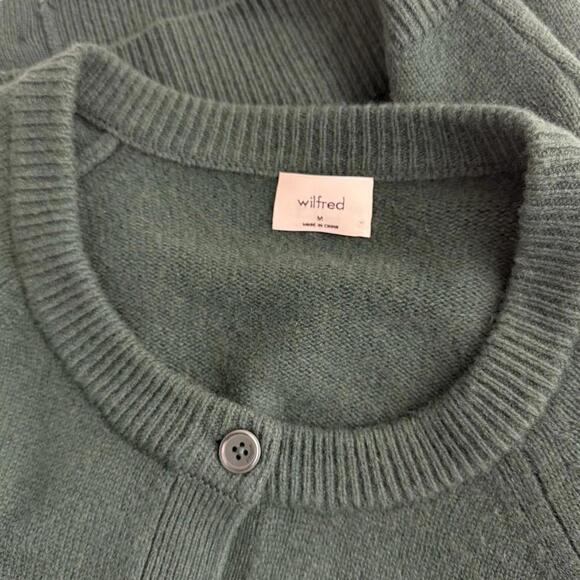 Aritzia Wilfred Wool Cashmere Cardigan Green Button Front Womens Medium Sweater - Picture 9 of 9